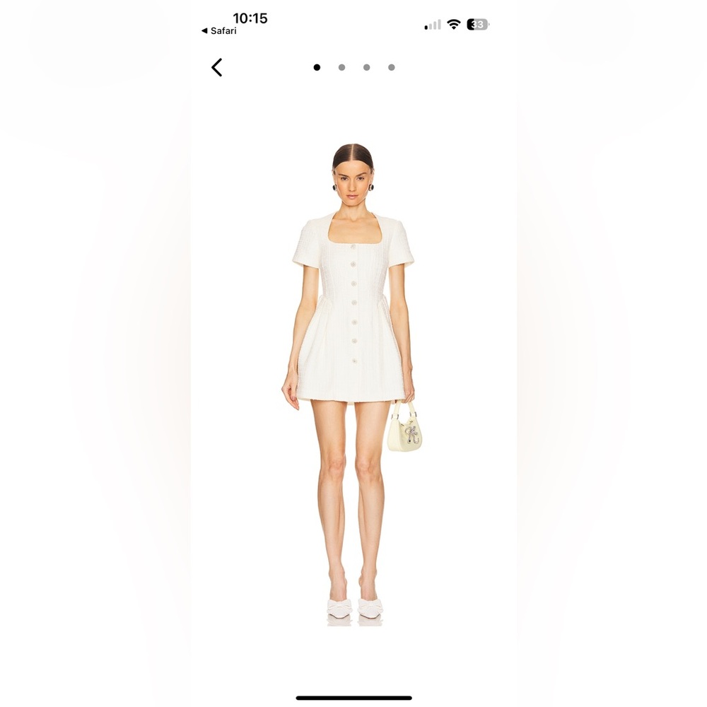 Boucle Short Sleeve Mini Dress in Cream